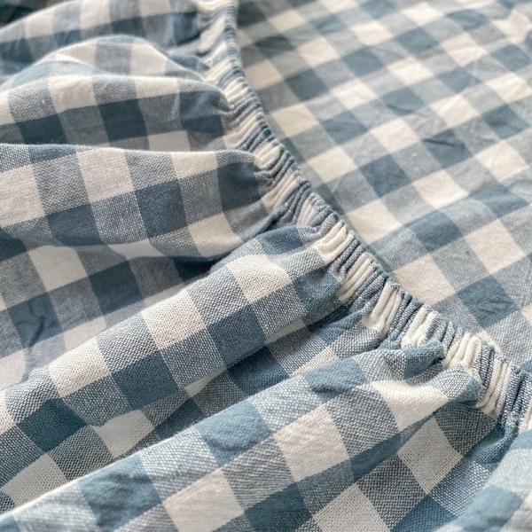 ##/Vasket bomullsrutete sengetrekk 200x220cm, 2 stk 74x48 putevar##/