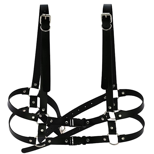 ##/Punk Midjeharness Bälte Läder Kropp Bröstkedja Svart Goth Väst##/