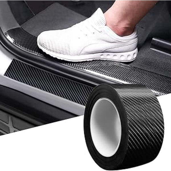 (7cm*10m Svart) Dörrkantsskydd Dörrtröskelskydd 5D Kolfiber