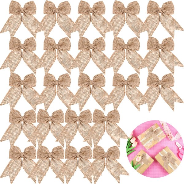 30 Pieces Burlap Bows Burlap Bow Knot Handmade Burlap Decora