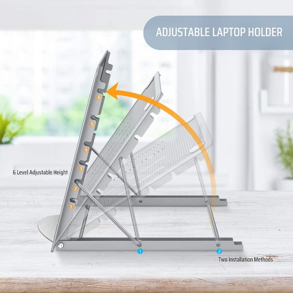 Laptop Stand Tablet, Foldbar Bærbar Ventileret Desktop Laptop Holder