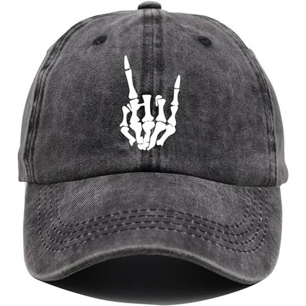 Håndhatt, Skallefinger Baseball Caps Justerbar Vasket Distressed