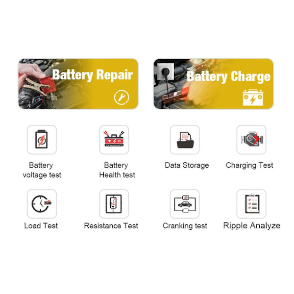 Bilbatteritester Oplader Vedligeholder Automotive Load Analyzer Startsystem Testværktøj US Stik 110?250V