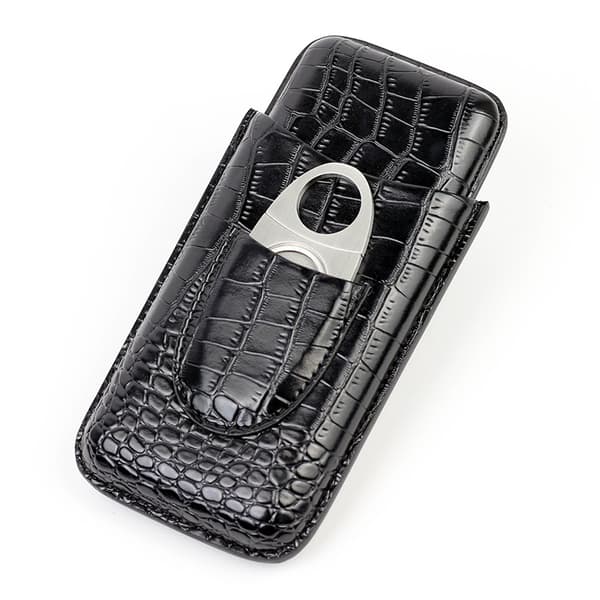 3 Tubers Cigarrfodral Krokodilmönstrat Läder Cigarr Humidor Cigarrlåda