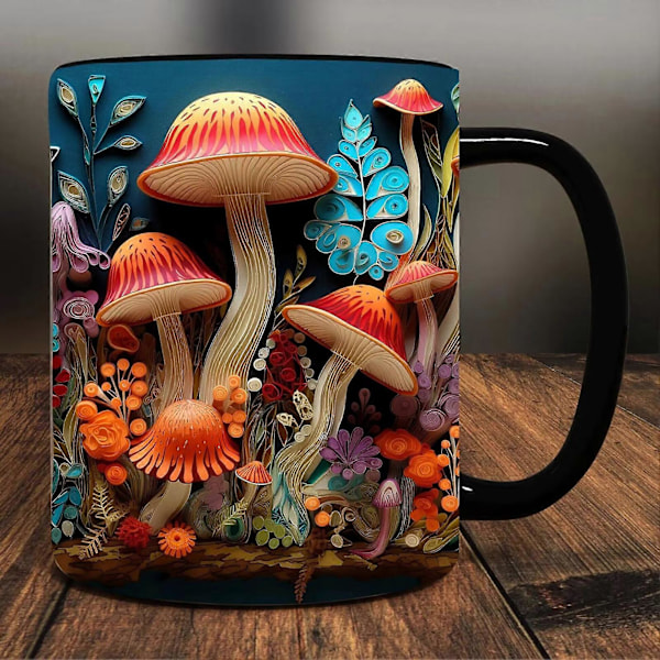 JiKaiX 300ML Glat Kaffekrus 3D Svampeprint Varmebestandigt Farveægte Glat Keramik Bærbart Ingen Lugt Fødevaregodkendt Kontor Køkken Krus A