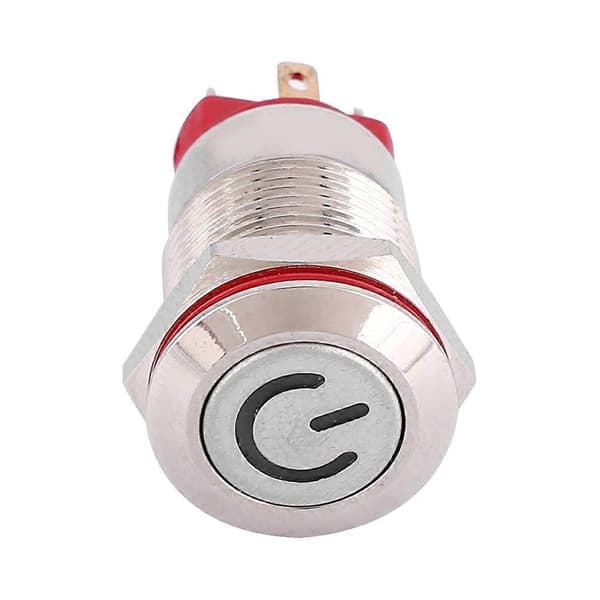 4-pinners vanntett 12 mm metallknappbryter, strømformet LED selvlåsende bryter (hvit 100~240V)