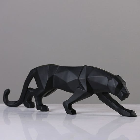 Panter Skulptur Modern Leopard Staty Geometriska Djur Resin Ornament Dekoration Vardagsrum för Hem Sovrum Bibliotek 25x4.5x8cm