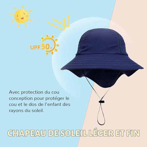 Tummansininen (M) Vauvan Auringonhattu Tytölle Pojalle Kaulahattu Lasten Suojaava Bucket Hat