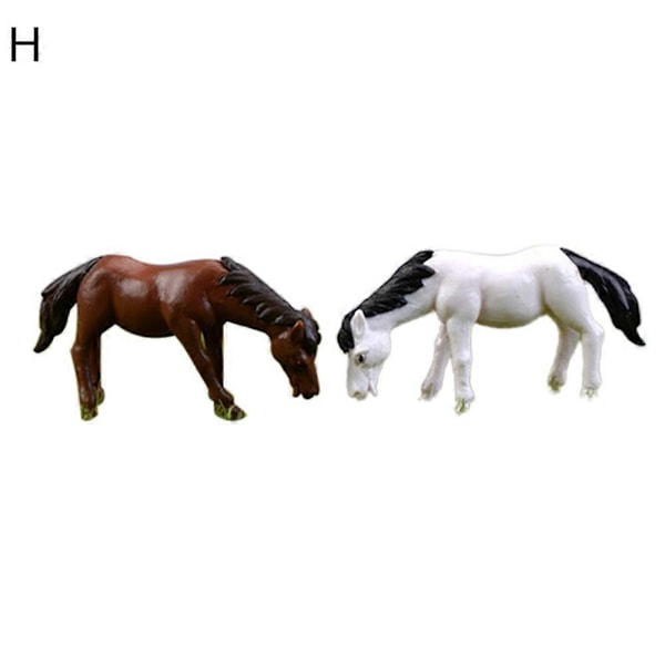 2/4 st Harts Häst Sköldpadda Vädermölla Miniatyr Dockhus Ornament Trädgårdsdekor H (2pcs horse)