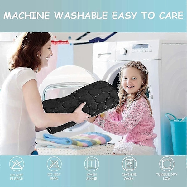 Sklisikker badematte i memory foam, absorberende maskinvaskbar baderomsmatte, dusjmatte for bad,