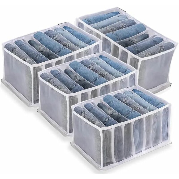4 stk. Jeans Oppbevaringsboks, Garderobe Organizer, Jeansboks Oppbevaring