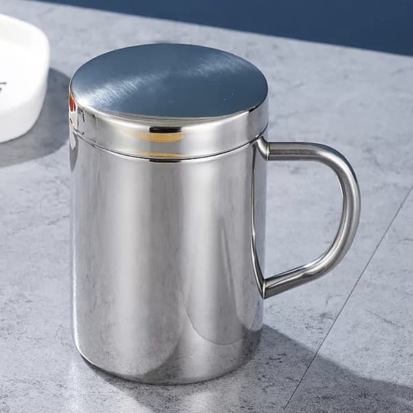 200ml Rostfria Kaffemuggar Termokopp Dubbelväggiga Drickmuggar med Lock Ölmugg för Vandring Camping