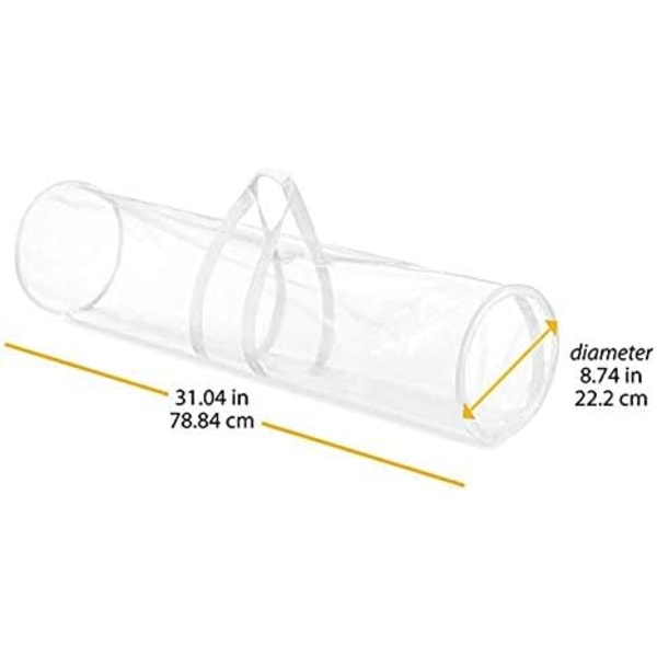 Cylinderformet opbevaringspose - hvid og transparent, til opbevaring