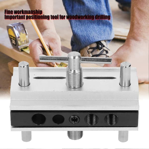 Självcentrerande Dowel Jig Kit Borrguide Set Legerat Stål Träbearbetning Hålslagare Lokalisator Metriskt System