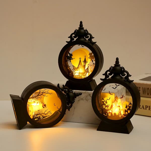 ##/Halloween - Bärbara Runda Hästlampor - Slott, Halloween - LED##/