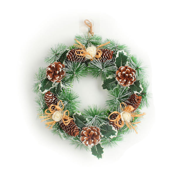 ##/Julekrans av kunstig furu med kongler 30x30cm##/