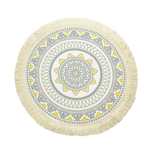 Koppmatta Vackert Fint Hantverk Halkfri Bohemisk Stil Nordisk Värmeisolering Polyester Bomull Matbord Matta Underlägg Hushållstillbehör 34cm J