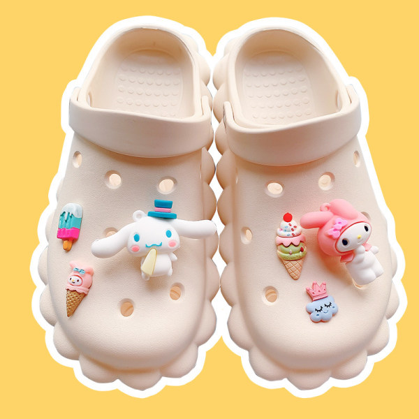 6 Stykker 3D Klog-Sandaler Pynt, Sko Charms, Søde Sko Pynt
