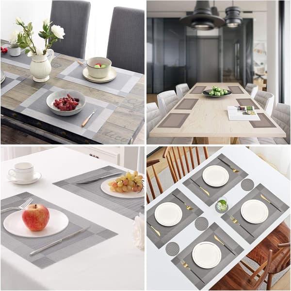 Sett med 4 PVC Vinyl Placemats, Varmebestandige Sklisikre Placemats