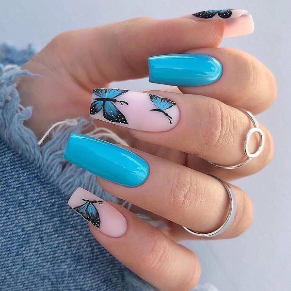 24 stk Krone Lange Kunstige Negler, Søte Medium Ballerina Stick On Nail