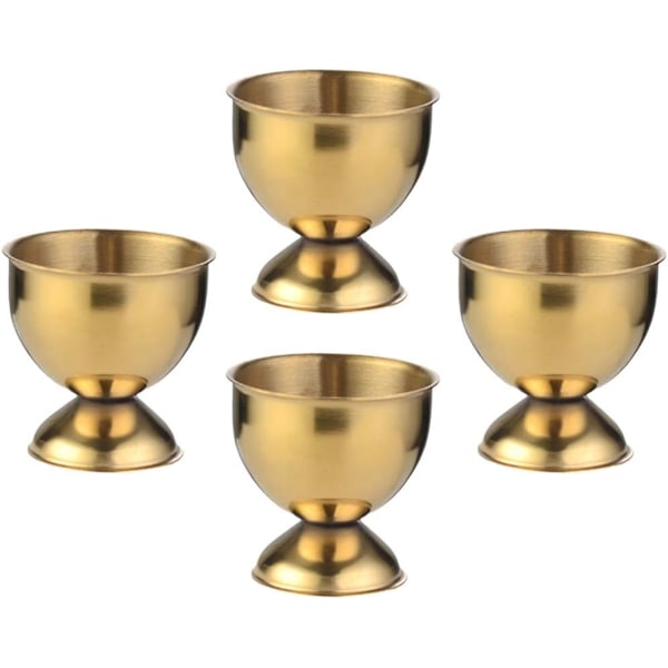 Guld - Set med 4 äggkoppar i rostfritt stål, kreativ äggställ, e