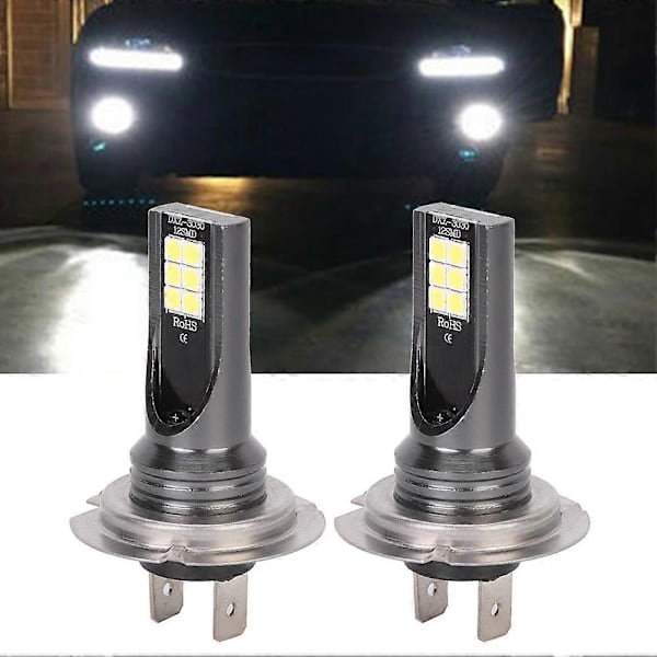 2 stk. H7 12LED Bilfrontlykt 3000K 24W 1000LM Høyt Lys Tåkelys