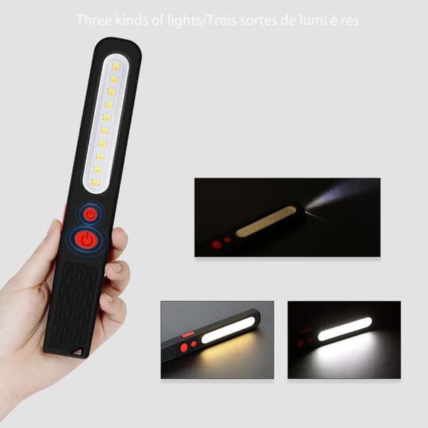 Genopladelig LED-arbejdslampe, tofarvet kombinationsinspektionslampe