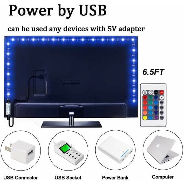 Batteridrevet fleksibel LED-strip, 2M / 1M 3M RGB SMD5050 LED-ledning