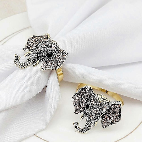 12 stk./sæt Vintage Elefant Servietspænde Diamant Dyr Servietring Servietringholder Bryllupsfest