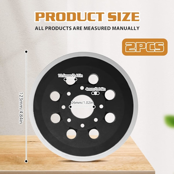 8 reikää hiomapää: 2 kpl tarrakiinnitys hiomapäätä, 125 mm C