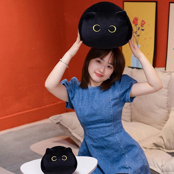 30 cm Sort Katt Plysj med Q-versjon Plysjdyr Leke