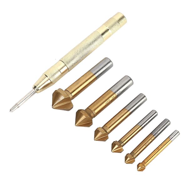 6 stk. fasbor Woodworking Tool Anti Rust Ti Plating med 130mm Center Punch