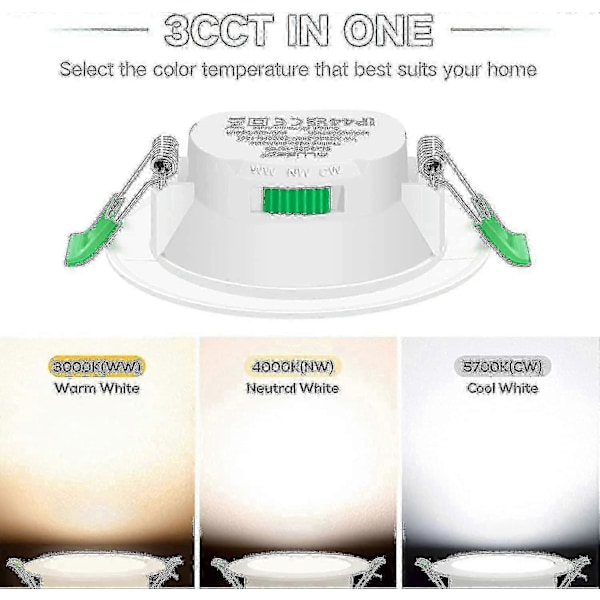 12 st 7W Vita LED Downlight Inbyggda Taklampor Tunna Spotlights