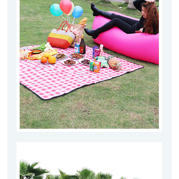 100*150CM Rød og Hvid Ternet Picnic Tæppe - - Fugtbestandig