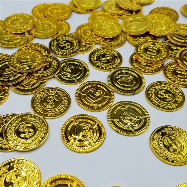 100 stykker Kids Pirate Gold Mynter Falske skattekiste Mynter - Vifte
