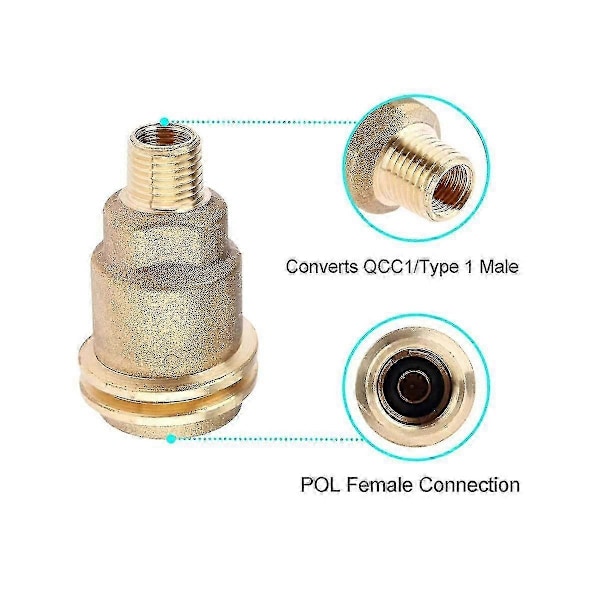 Qcc1 Propan Adapter Gasregulatorventilfitting 5042 Han Qcc1 Møtrik Propan Gasfitting Slangeadapter