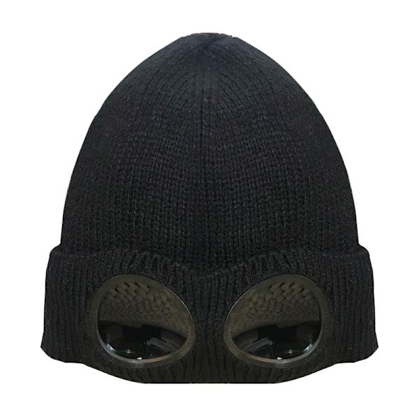 ##/Stickad mössa med goggles Svart Svart##/