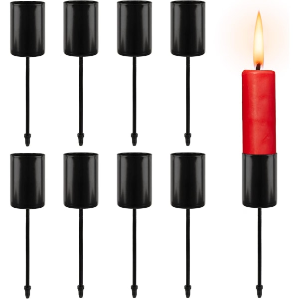 8 kpl kynttilänjalat (musta) rautainen kynttilänjalka pöytäkoristekynttilä