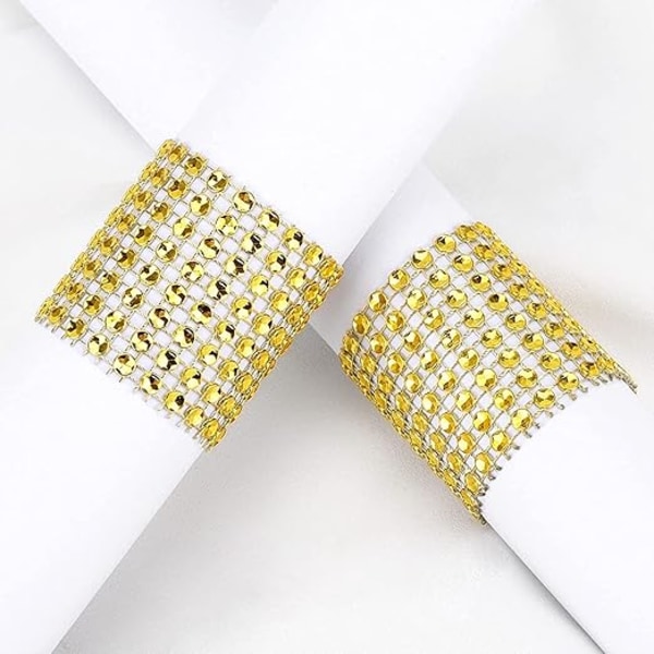 (50 stk Guld) Servietringe Bordserviet Holder Diamant Ring Vindning