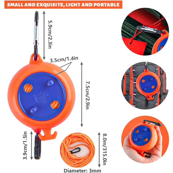 Tilbagetrækkelig Tøjline, 8m Bærbar Camping Tøjline, Ikke-Glid