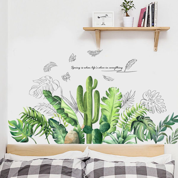 2 st Väggdekaler Gröna Löv Väggdekaler Mural Dekaler för