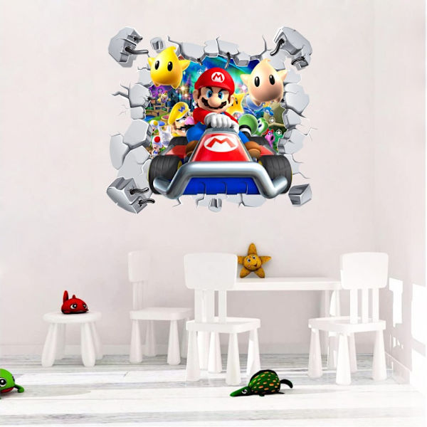 En 45 × 39,8 cm 3D trasig vägg Mario barnrumsväggdekorationssticka