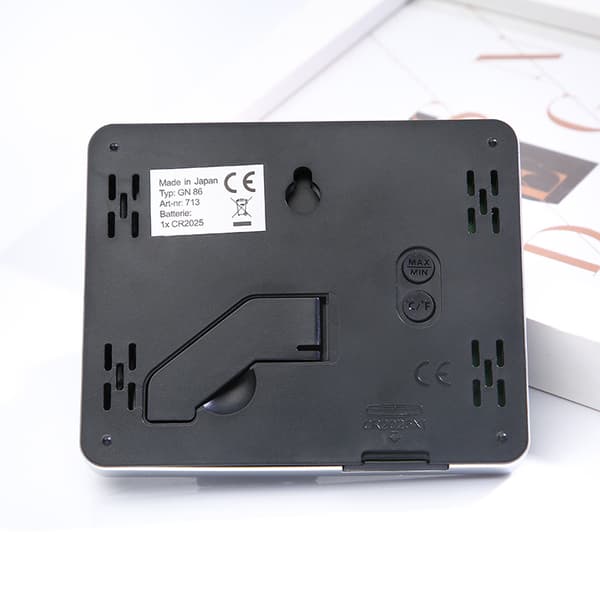 Svart digitalt display elektronisk temperatur- og fuktighetsmåler