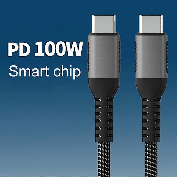 Datakabel 2-i-1 Hurtig Opladning 5A PD 100W Type-C til Type-C Opladningskabel til Laptop 100cm