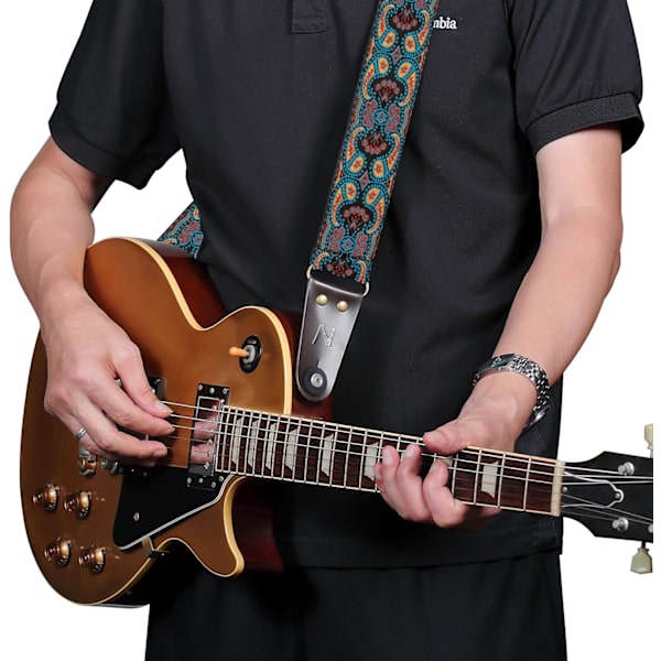 10 st Guitarremmar - Bomullsguitarremmar med Full Grain Läder