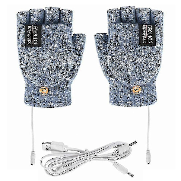 Elektriska Värmehandskar Termiska USB-laddningshandskar Uppvärmda Vantar-shry Light Blue