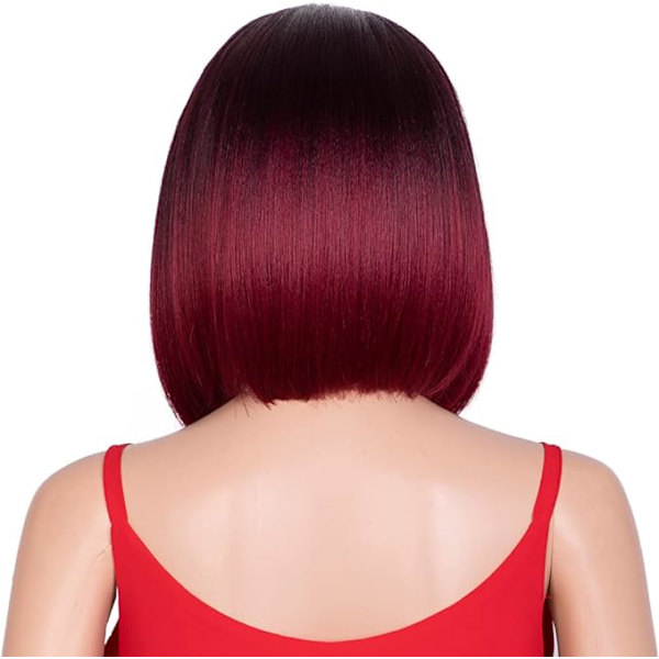 Fashion Idol Hodebåndsparykk Bob Dame Parykk (Svart Gradient Burgun
