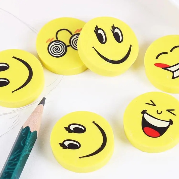 Suddgummi, set med 64, Smiley Eraser, Pencil Erasers, Erasers for Ki