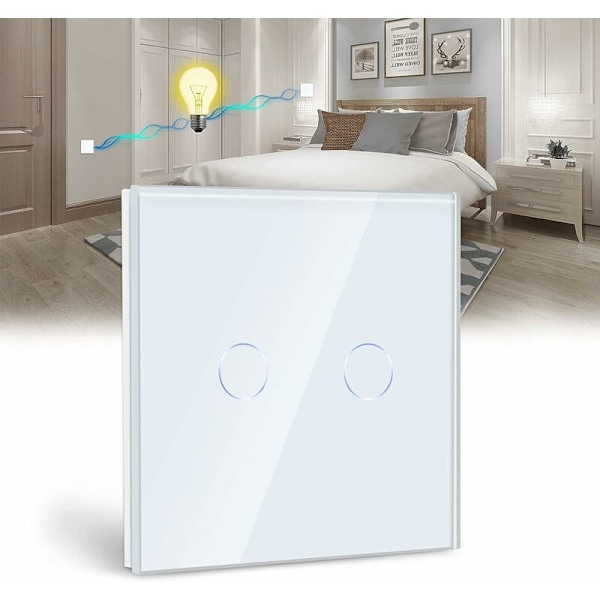 ##/Tvåvägs Touch-brytare, Vit 2-gäng 2-vägs Ljussbrytare med LED-indikator##/