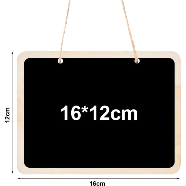 12 Stykker Hængende Kridttavler, 16 x 12 cm Mini Rektangulær Kridt
